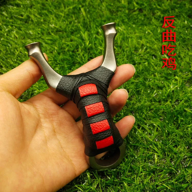 Outdoor New Recurve  Flat Leather Band Slingshot Stainless Steel Free Binding Fast Pressure Round Head Catapult