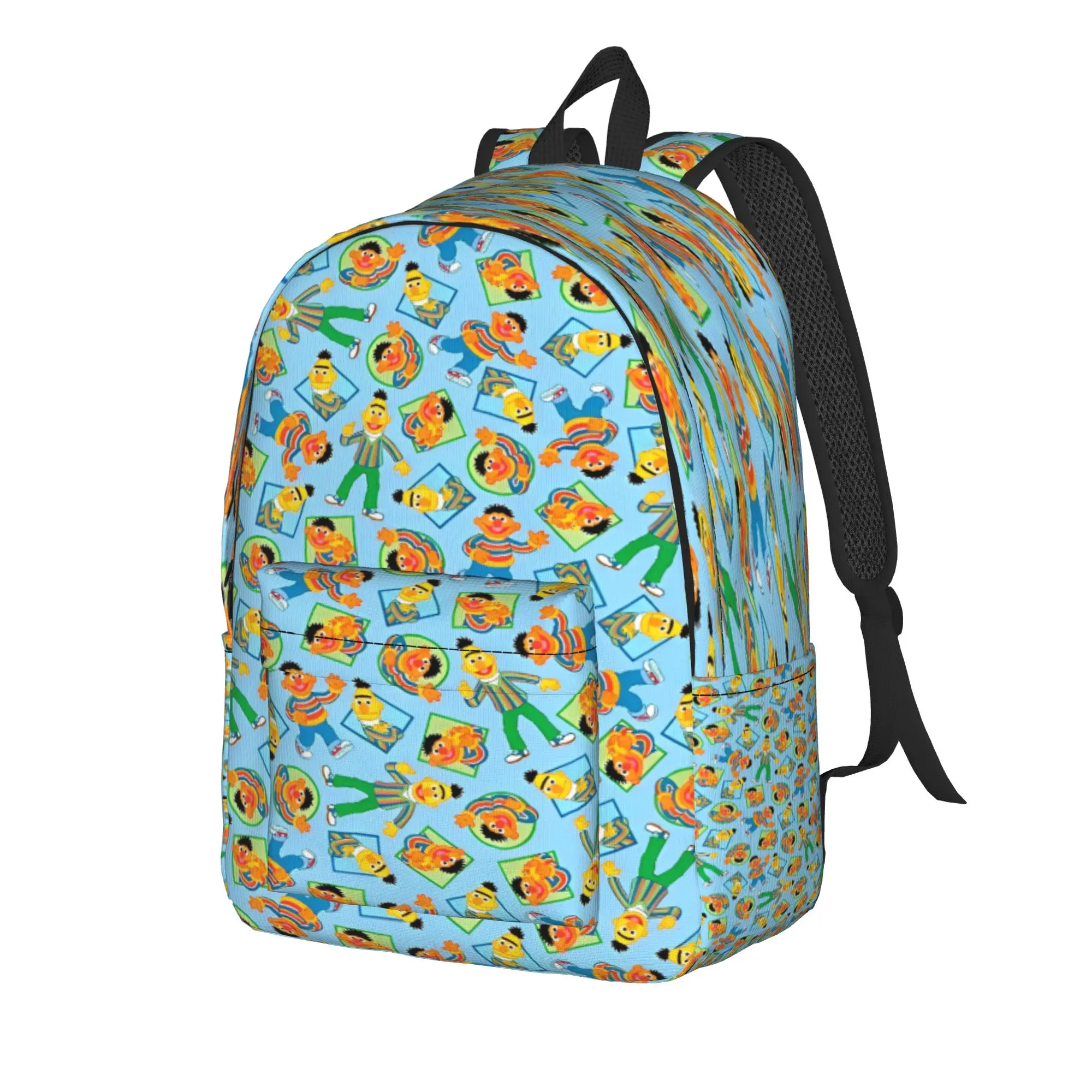 Sesames Streets Backpack  Female Polyester Trekking Backpacks Breathable Kawaii High School Bags Rucksack
