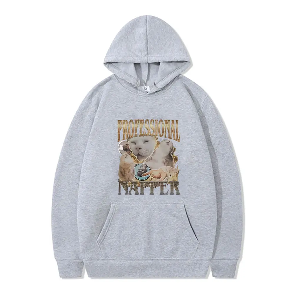 Professional Napper Cat Funny Meme Graphic Hoodie Men Women Casual Vintage Sweatshirt Male Fashion Oversized Pullover Hoodies