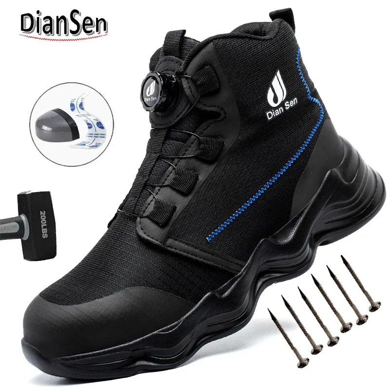 

Мужская рабочая обувь. Защитные ботинки со стальным носком. Противоударная обувь. Мужские уличные походные кроссовки. Промышленная обувь. Кроссовки с поворотными кнопками.