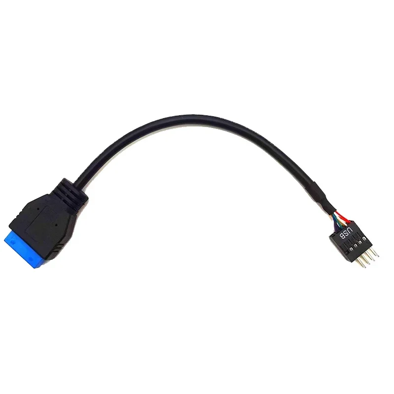 Placa-mãe usb 3.0 20/19pin fêmea para usb 2.0 9p cabo adaptador macho, preto, 20cm