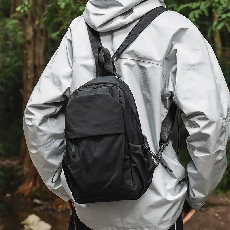 Outdoor Travel Men's Backpack Small Double-Shoulder Multi-Functional Chest Bag Unisex Youth Vertical Square Shape Soft Backpack