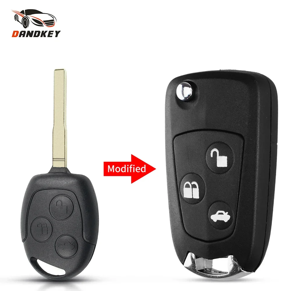 

Dandkey 3 Buttons Modified Remote Key Flip Fob Shell For Ford Focus Mondeo Fiesta C-MAX Fusion Transit KA Uncut Key Case Stying