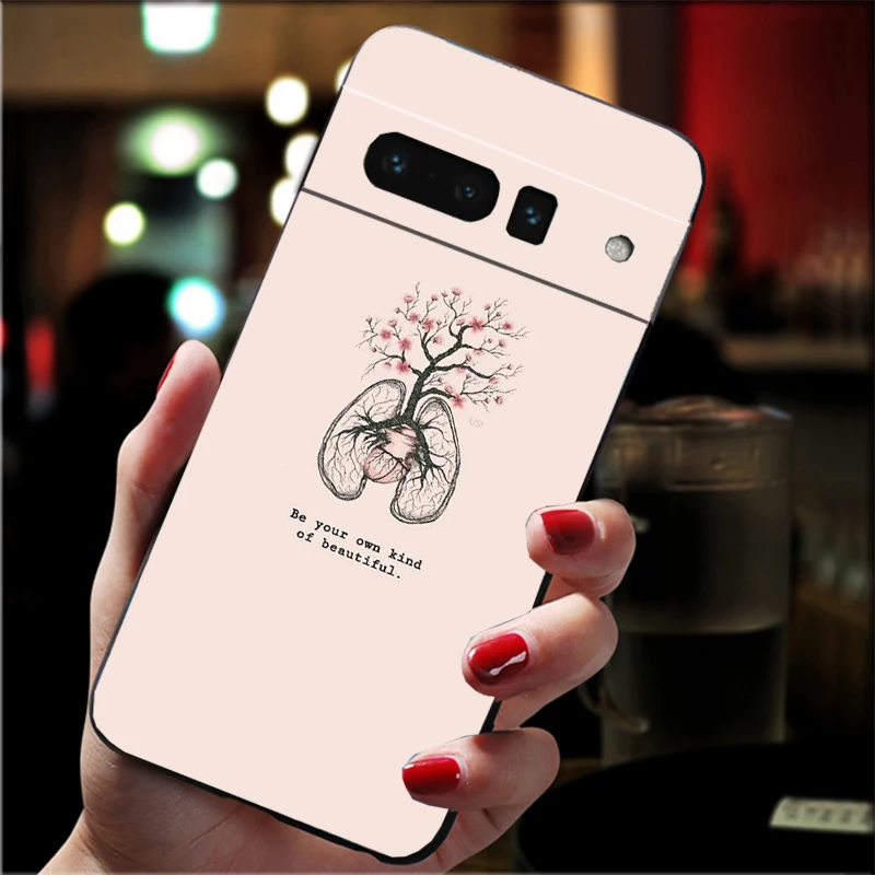 حافظة هاتف لهاتف جوجل بيكسل 10 9 برو XL 9A 8 7 6 Pro Pixel 8A 7A 6A بكسل 8 7 6 5 اقتباسات فنية جمالية على شكل زهرة #1