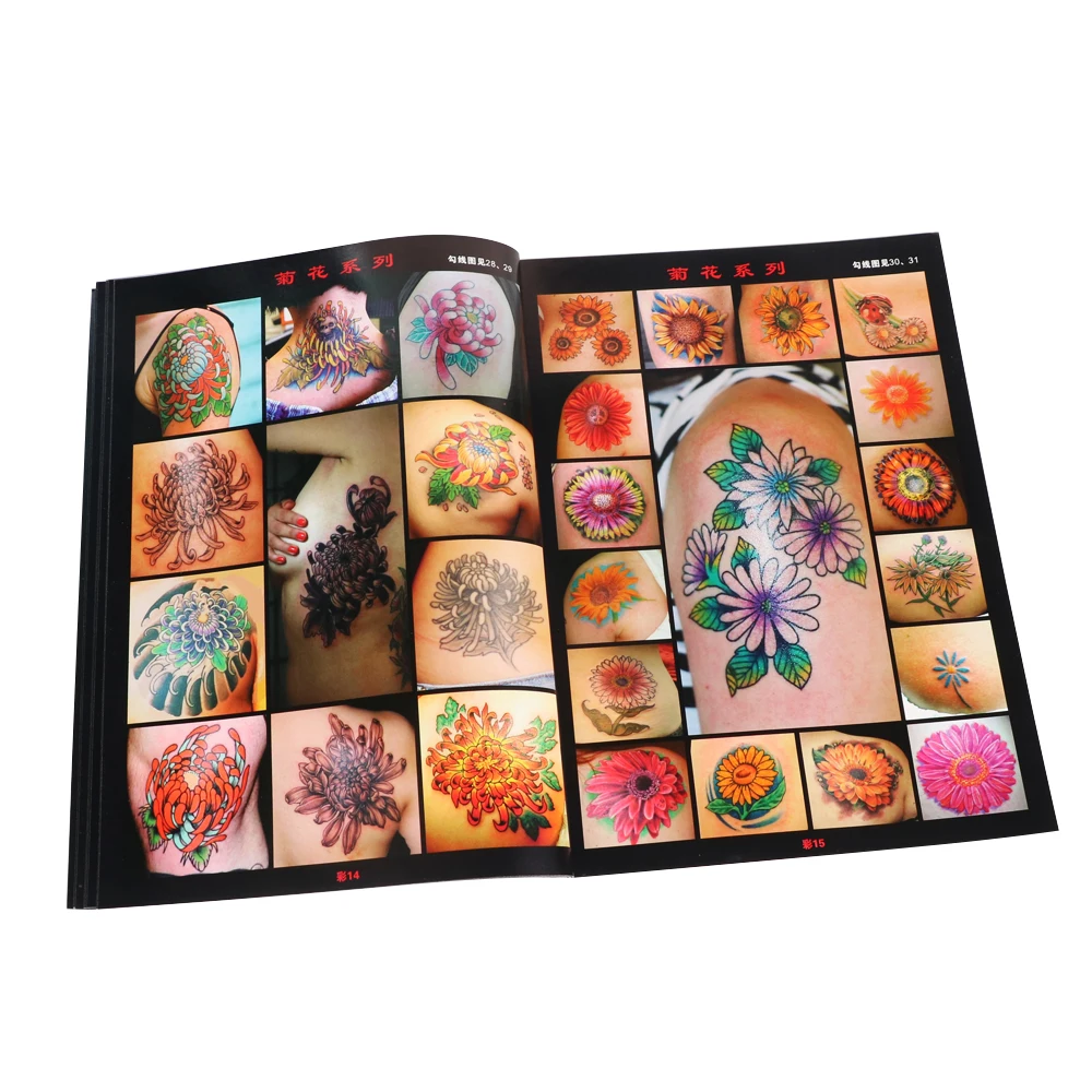 Butterfly Love Flower Tattoo Book Beautiful Tulip Rose Datura Peony Small Pattern Embroidery Stencil Floral Design Tattoo