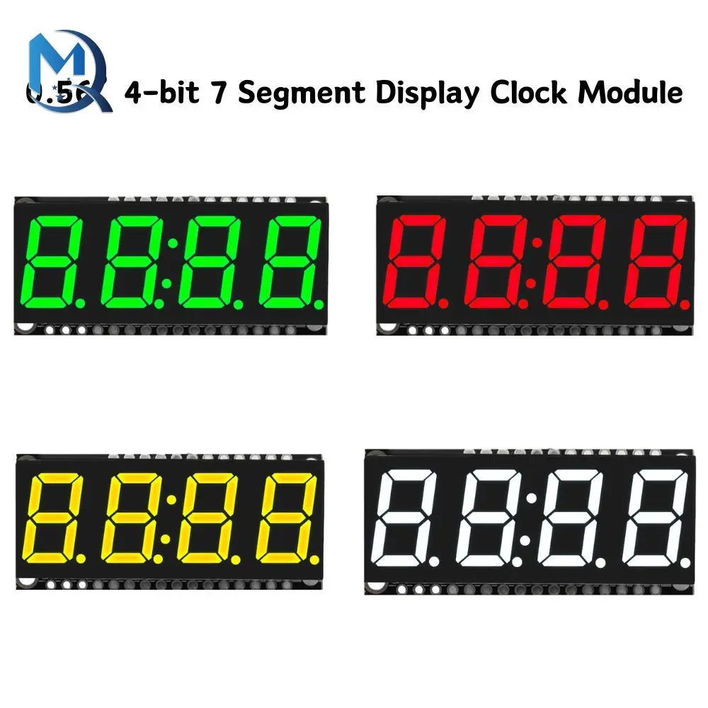 0.56”4-bit 7 Segment Display Module Clock Module HT16K33 Driver Green Red White Yellow Blue Display