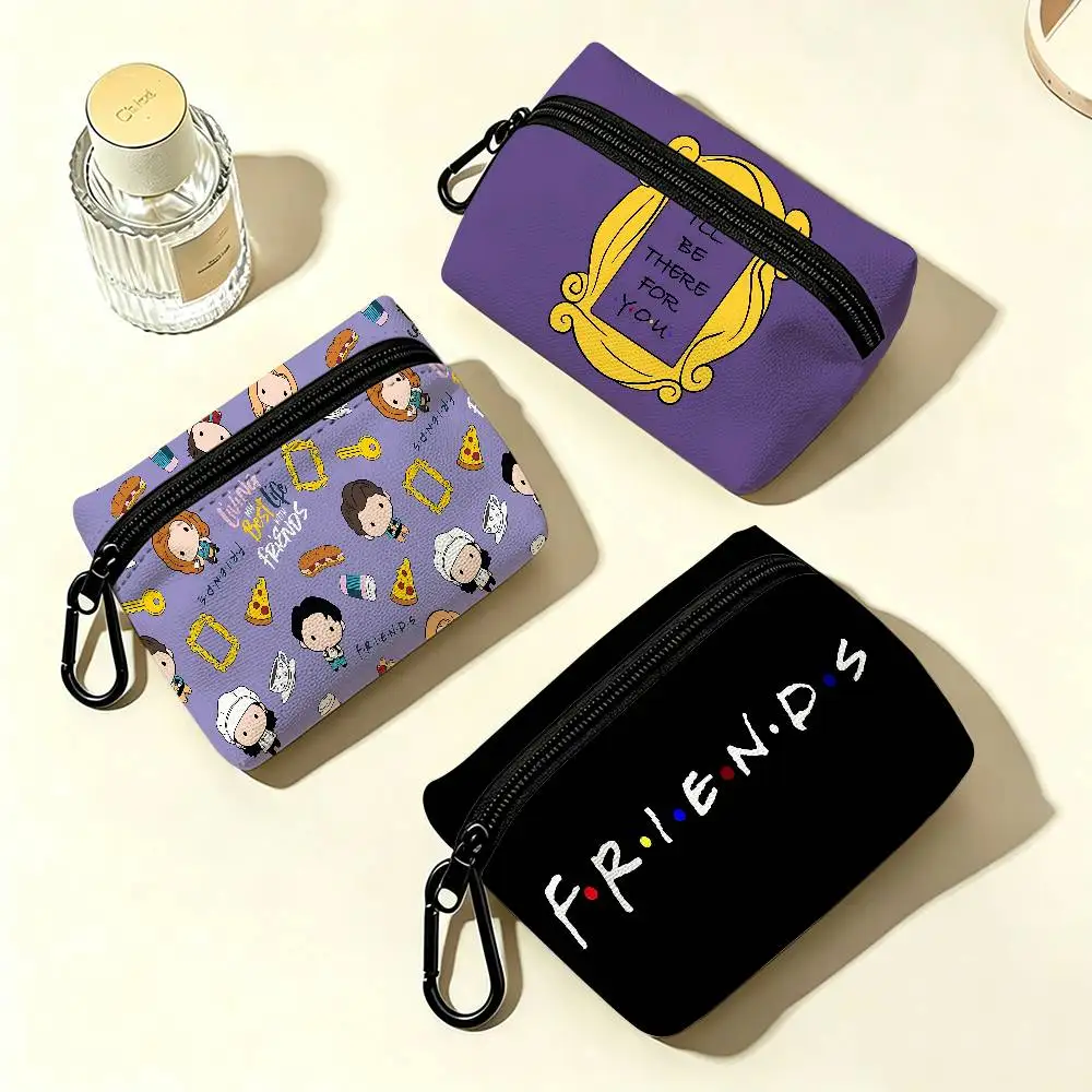 Classic F-Friends Series TV Oxford Coin Wallet Detachable Carabiner Hook Compact Storage Bag For Outdoor Shopping Accessory