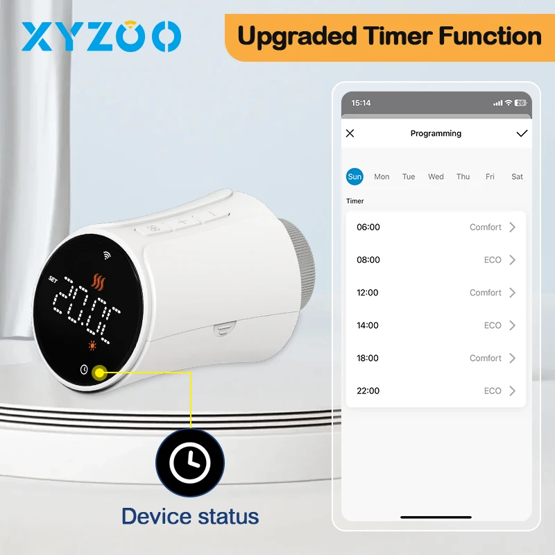 Tuya WiFi Zigbee Thermostatic Radiator Actuator Smart TRV Valve Programmable Temperature Controller Voice Alexa Google Home