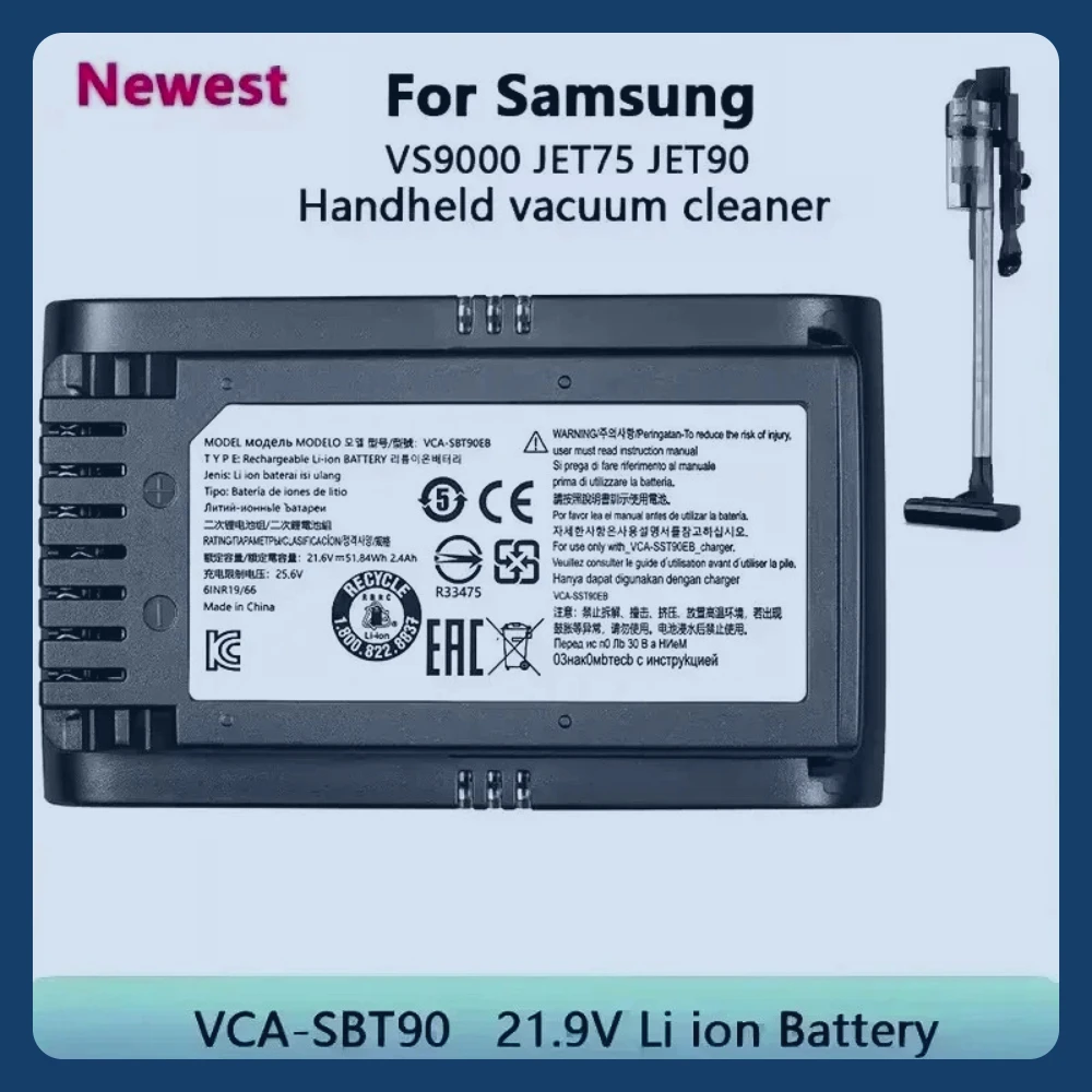 

21.6V 5000mAh Li-ion Battery for Jet 90 & Jet 75 Stick Vacuums, Fits VCA-SBT90/XAA, Reliable Replacement for Vacuum Power Needs