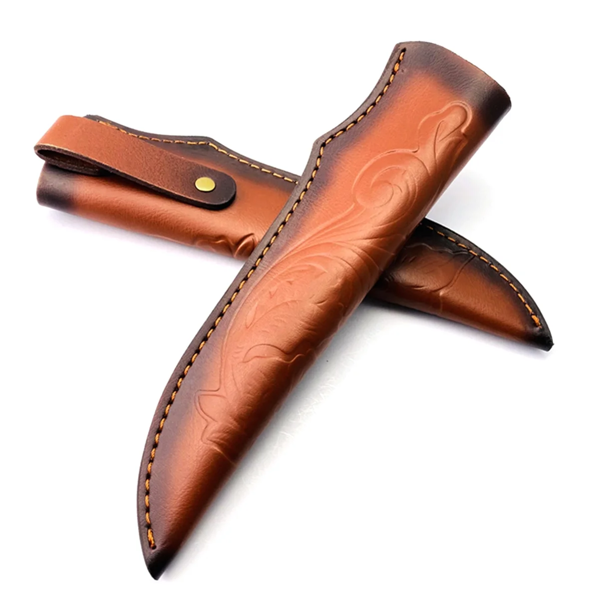 BAAU Cow Leather Straight Knife Sheath Outdoor Portable Scabbard Fixed Blade Cover Holders Pants Storage Bag 2Pcs