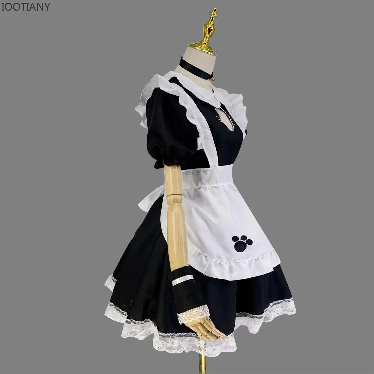 CosplayIootiany Sexy schwarze Katze Mädchen Fantasie Französisches Dienstmädchen Kostüm Gothic Sweet Lolita Kleid Niedliche Anime Katze Cosplay Versuchung Unif