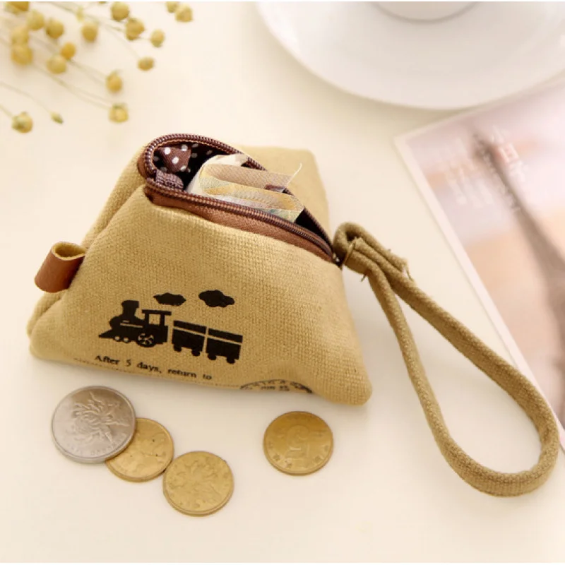 Holiday Gifts Exquisite Creative Retro Change Cute Triangle Zongzi Coin Purse Korean Small Wallet Canvas Bag