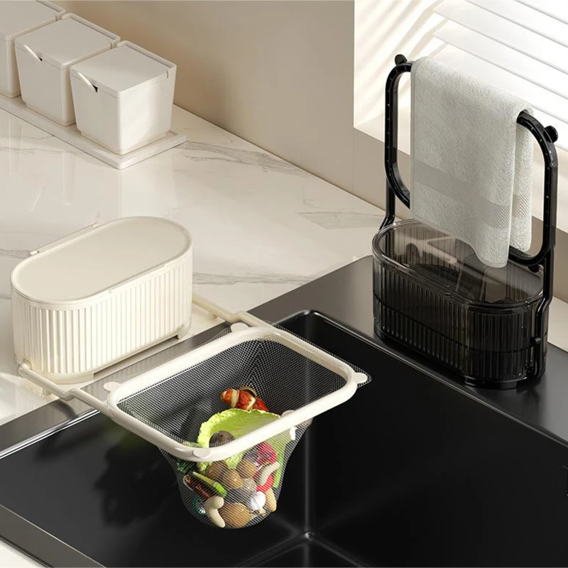 Kitchen Two-in-one Sink Filter Rack Suction Cup Disposable Leftovers Filter Garbage Drain Rack