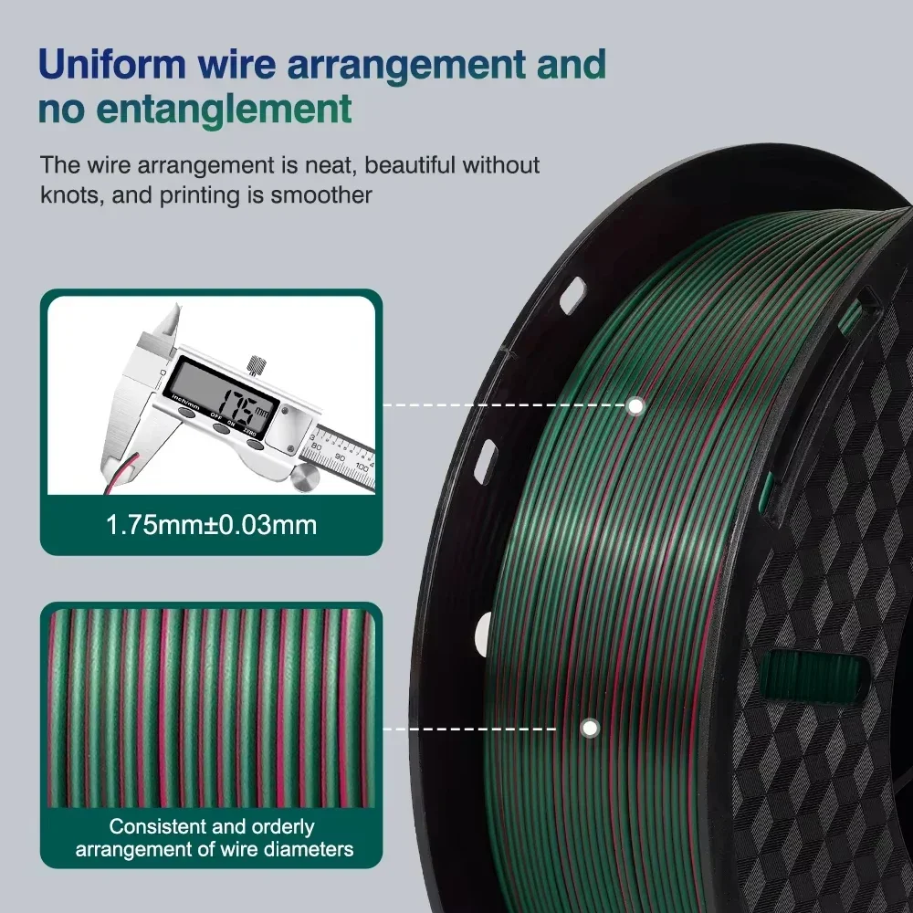 PLA Filament Multicolor 3D Printer Filament No-Tangling Bubble Free for FDM 3D Printer Material PLA Filament 200g/roll 1.75mm