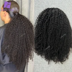Afro Kinky Curly Ponytail Human Hair Extensions Mogolian Remy Hair Drawstring Ponytail Wrap Around Pony Tail Hairpieces Luffy