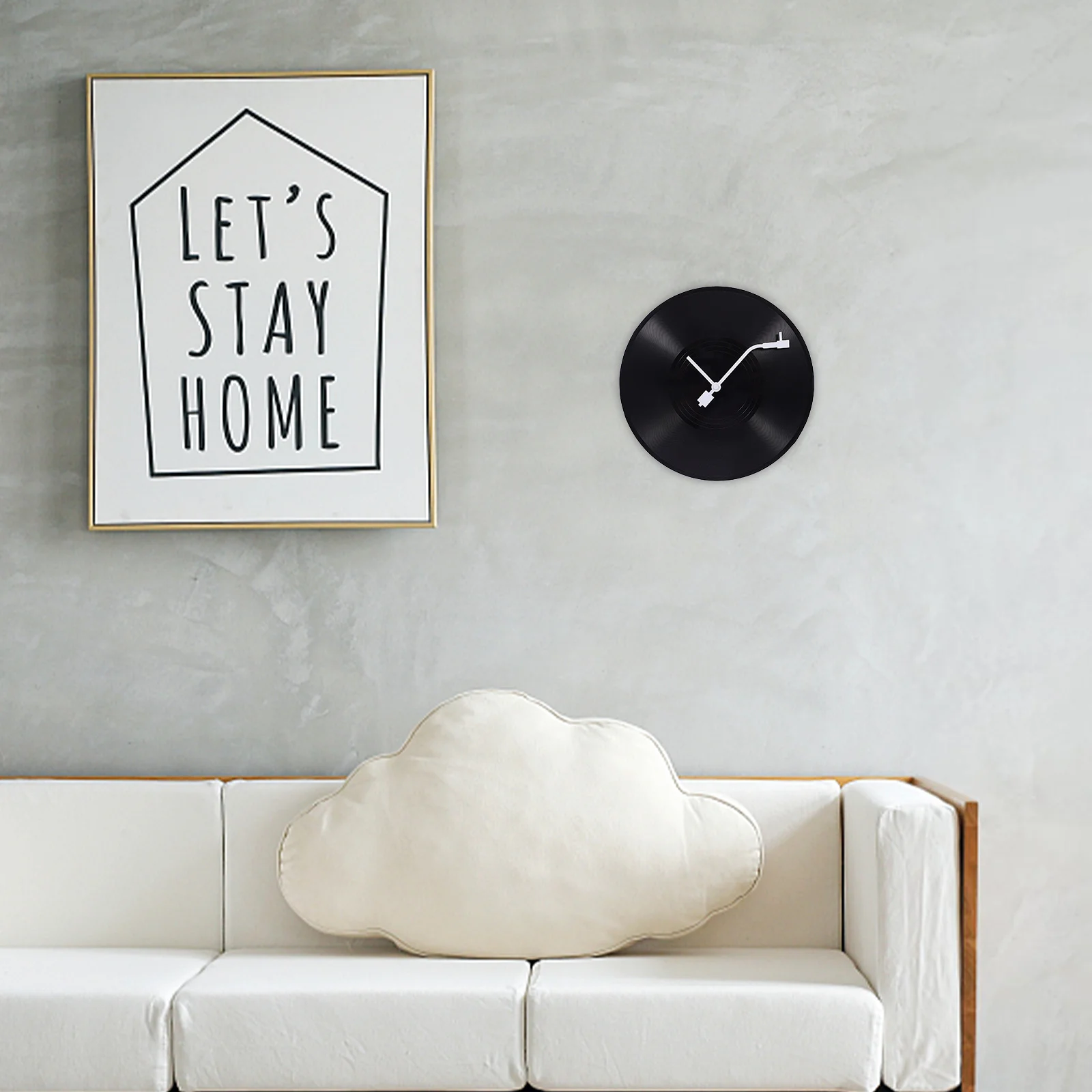 

1pcs Vinyl Record Wall Black Sturdy Plastic Round Decorative Hanging Clock For Living Room Bedroom Office Home Decor Unique