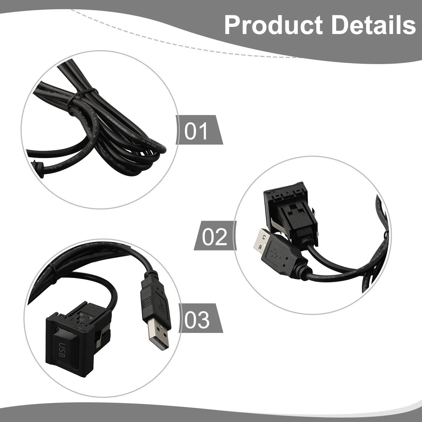 Motor Marine USB With Dust Cover Extension High Quality Panel AUX Car Dash Flush Mount Adapter Cable Brand New