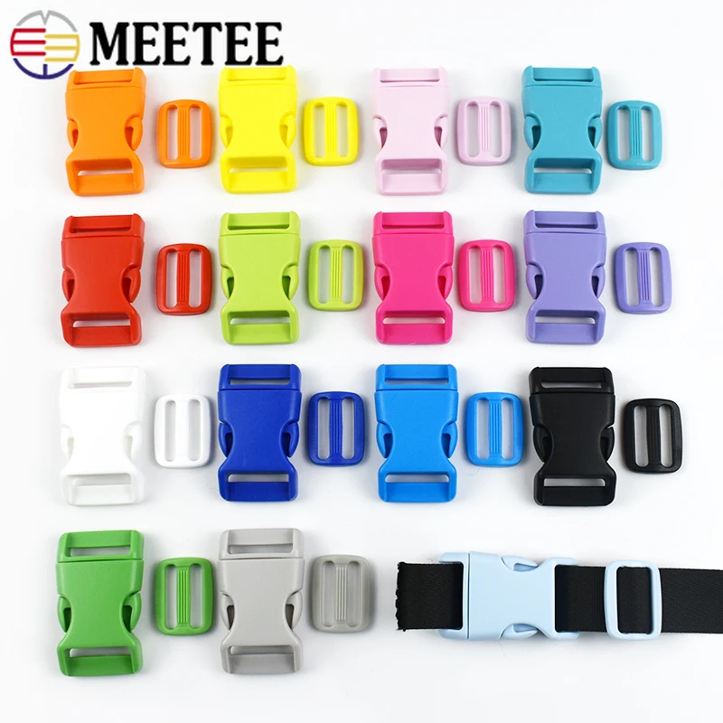 

2/5/10Set 15/20/25mm Adjustable Side Release Plastic Buckles Bag Strap Tri-Glide Slide Clip Clasp Hook DIY Backpack Accessories