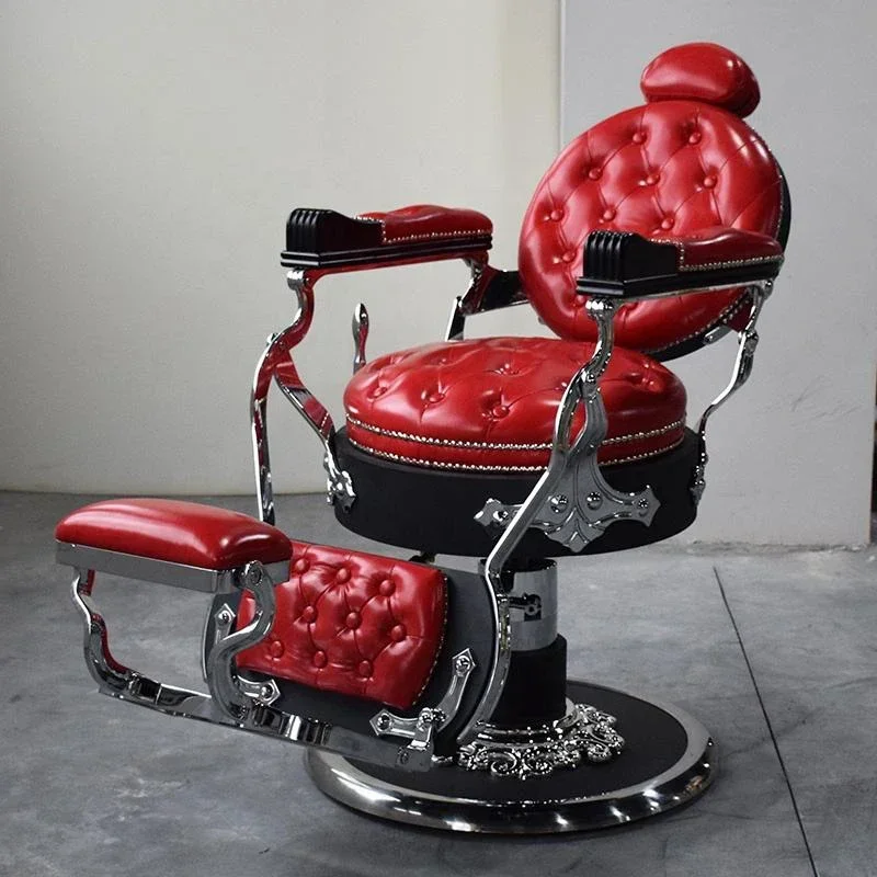 

Antique Beauty Salon Equipment Red Hair Salon Chair Heavy Duty Barber Shop Hair Stylist Chair