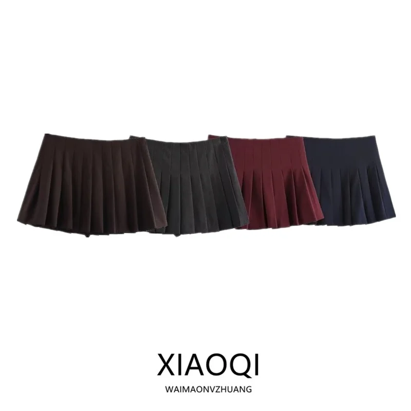 

Women's Faion Wide Pleat Versatile Design Autumn Winter New Sle Skirt High Waist ort Length Other Material 00%