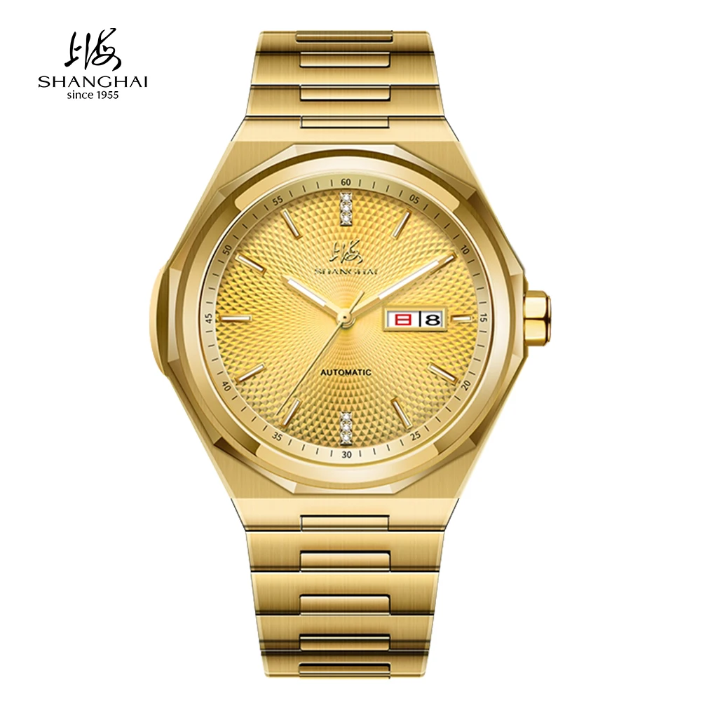 Shanghai Watch 40mm Automatic Mechanical Watches Dual Calendar Men's Watch 316L Stainless Steel Wristwatch Luxury Sapphire S8004
