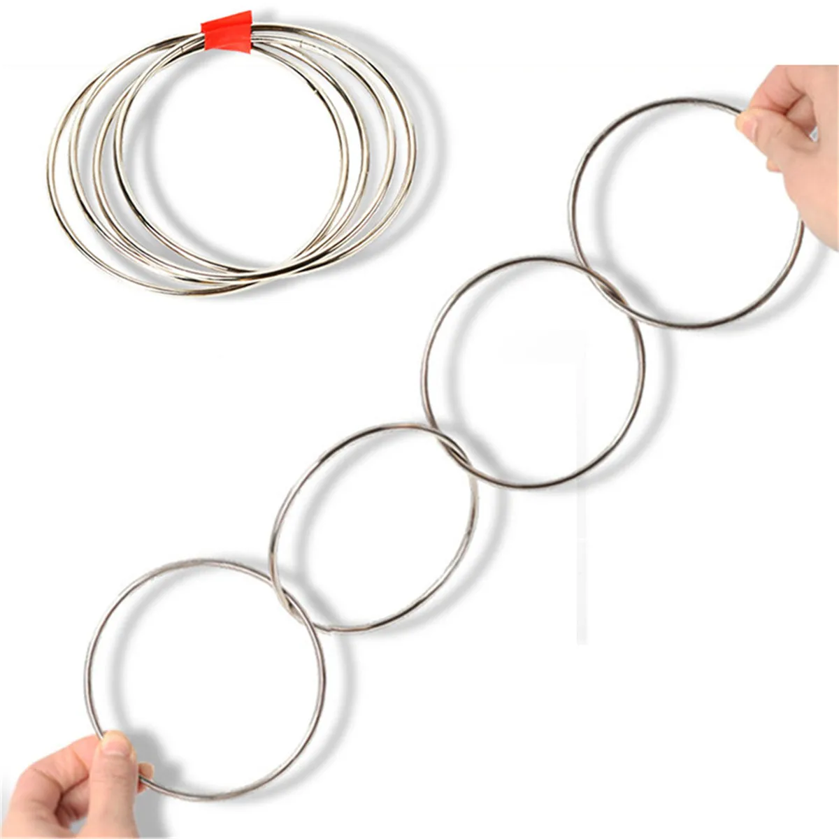 4Pcs Magic Toy Metal Rings Classic Linking Iron Hoops Fun Magic Trick Playing Props Toys Tools Close-up Magic Tools Supplies