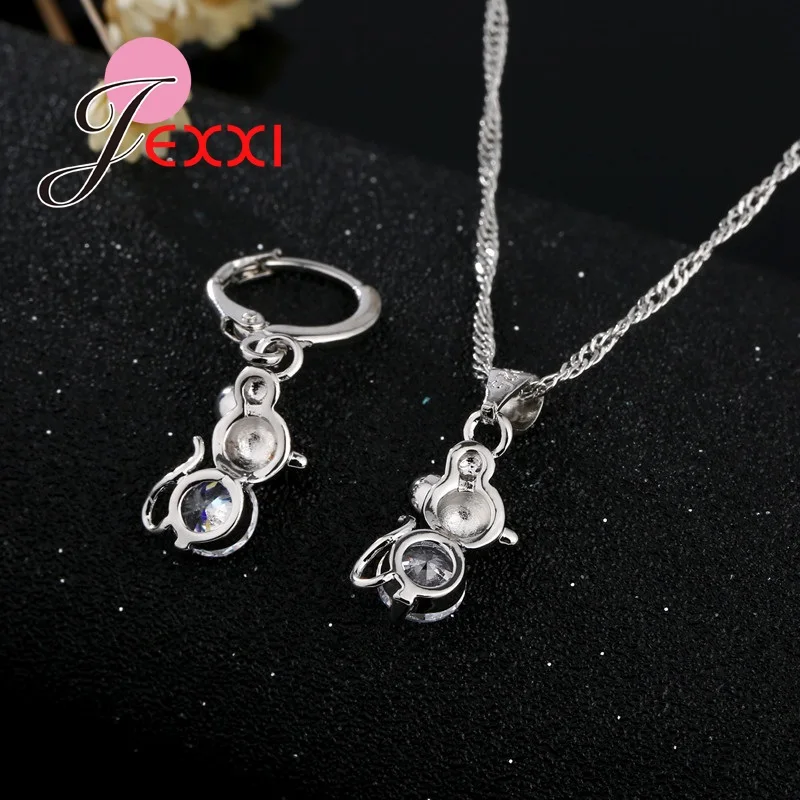 Set di gioielli con ciondolo topo simpatico cartone animato in argento sterling 925 alla moda, orecchini con collana a coda lunga e grande corpo in cristallo