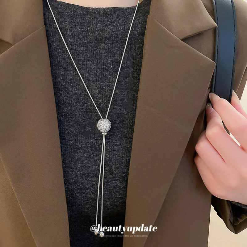 Geometrischer Zirkon-Anhänger mit Kreisform, ausziehbare Halskette, modisch, vielseitig, temperamentvoll, leichter Luxus, hochwertiges Accessoire