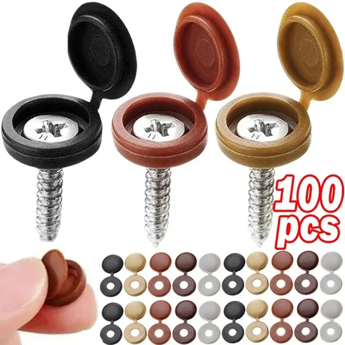 100 Uds. Tapas de tornillos para clavos, cubiertas protectoras de plástico, cubierta decorativa de tornillo Phillips de 7 colores, tapa plegable de tornillo cruzado