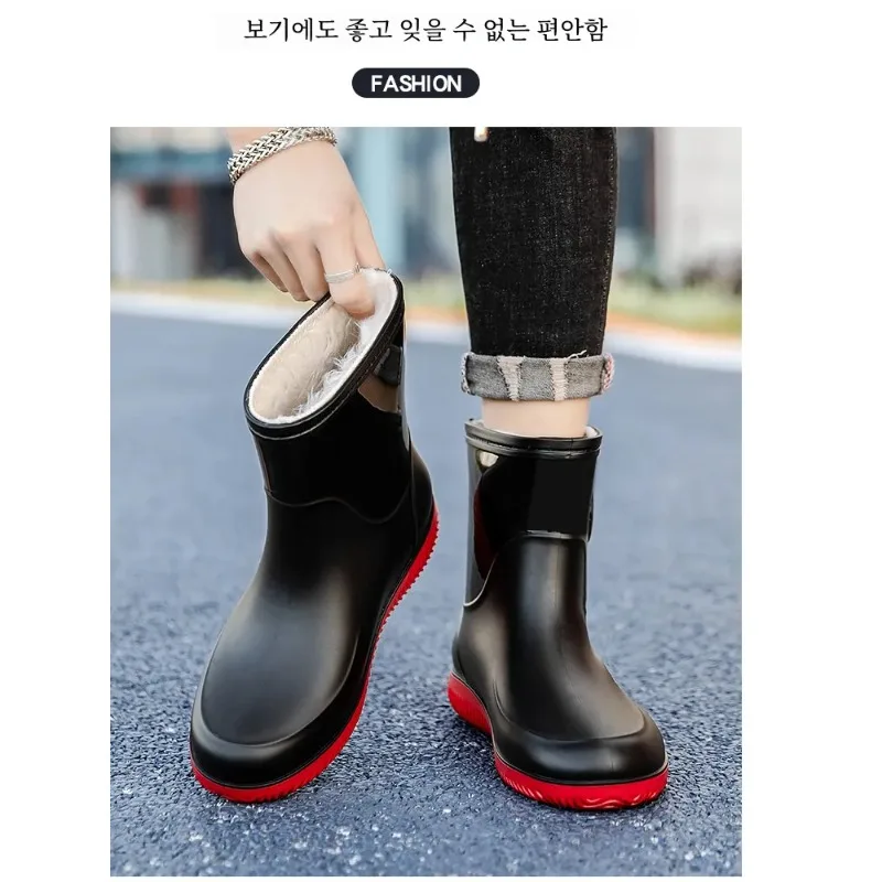 

Мужские непромокаемые нескользящие резиновые сапоги очень большого размера на подкладке, зимние теплые ботинки 47, 48, большой размер Water oes