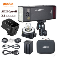 Godox AD200ProII AD200Pro II TTL 2.4G Wireless Camera Pocket Flash compatible with X3 trigger for Nikon Canon Sony Fuji Olympu