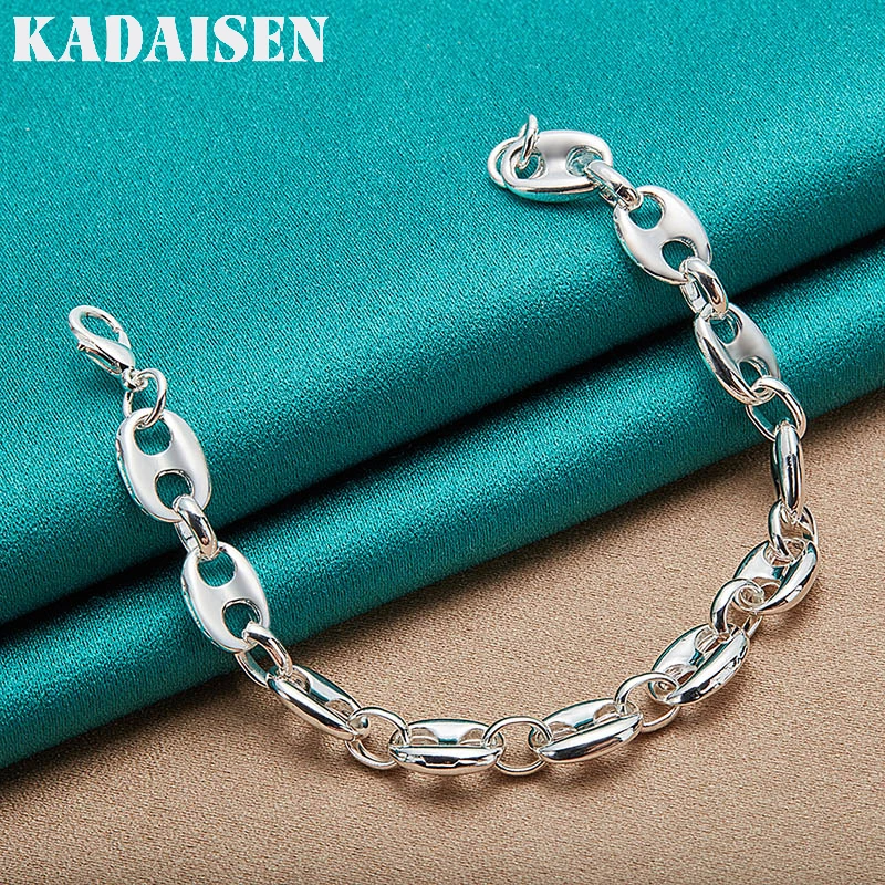 925 Sterling Silber Schweinenasen-Kettenarmband für Damen und Herren, modischer Schmuck für Hochzeiten und Partys – Detail 6