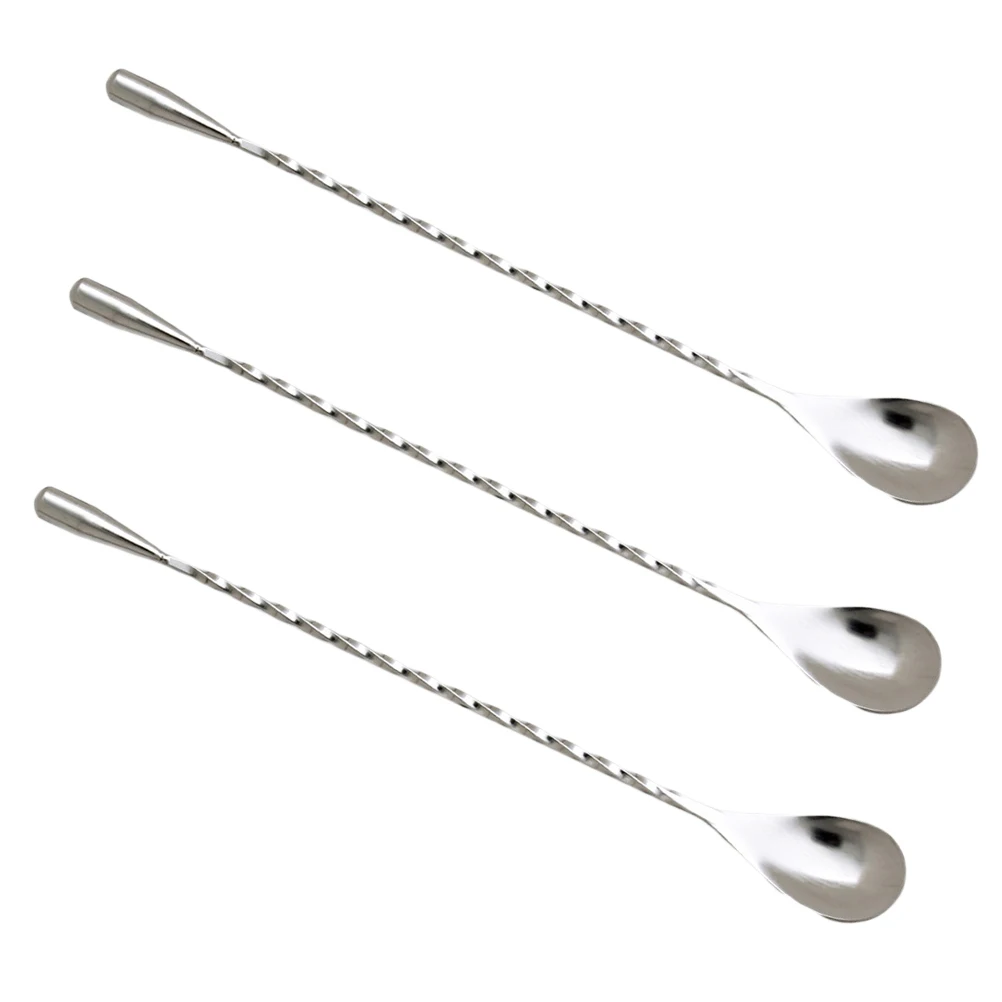 

3PCS Cocktail Spoons Long H Stainless Steel Spiral Bar Spiral Bar Spoon Ice Coffee Baking Pastry Kitchen Tools