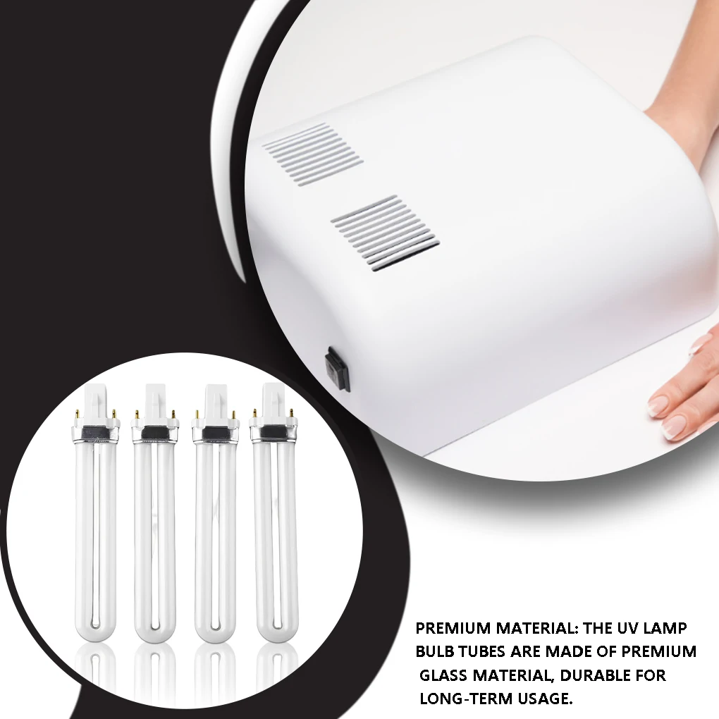 4Pcs 9W Aushärtung UV Gel Lampe Gel Nail art Trockner Glühbirne Rohr Ersatz Pediküre Liefert Griff Fingernagel pflege Werkzeuge