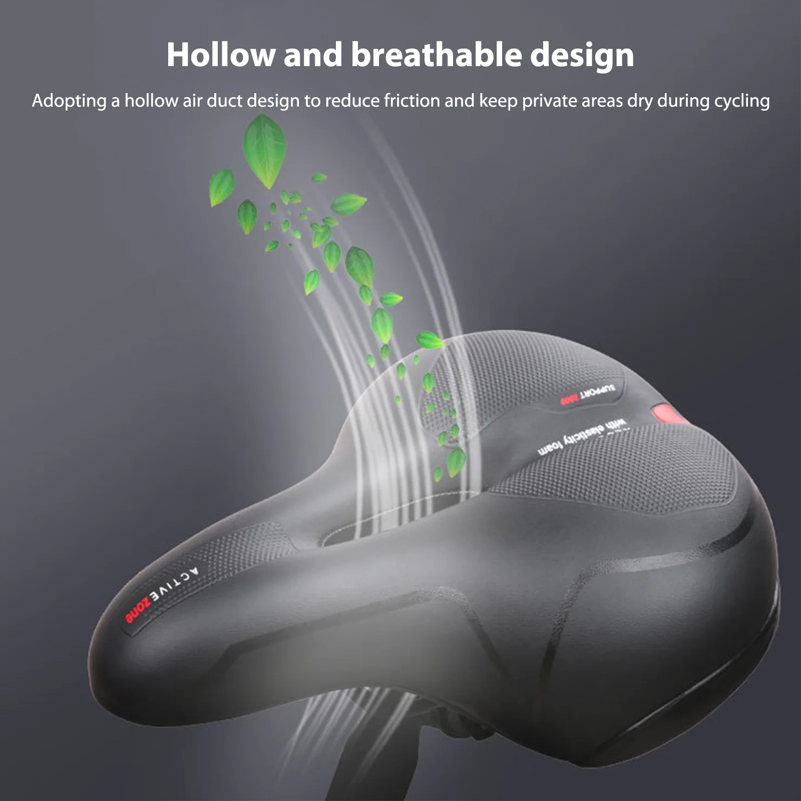 เบาะจักรยานหนัง PU แบบมีรูระบายอากาศ สำหรับจักรยานทุกประเภท พร้อมแถบสะท้อนแสงด้านหลัง ช่วยลดแรงกระแทก อุปกรณ์เสริมสำหรับการขี่