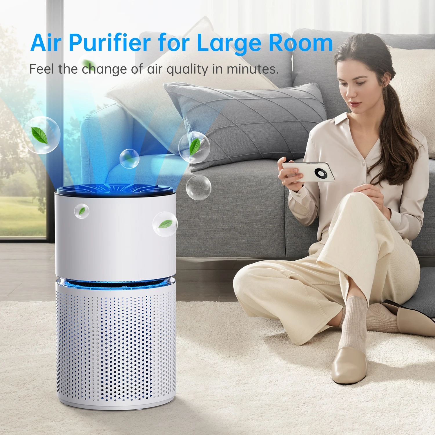 منقي هواء AROEVE للمنزل وغرفة كبيرة 600 قدم مربع منقي هواء H13 فلتر Hepa رائحة الدخان وإزالة الغبار وبر الحيوانات الأليفة للمكتب