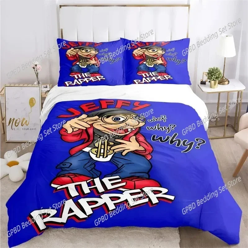 3D Print Cartoon SML Jeffy Comfortable Duvet Quilt Cover Pillowcase Bedding Set Children Bedroom Decoration Home Textile 4
