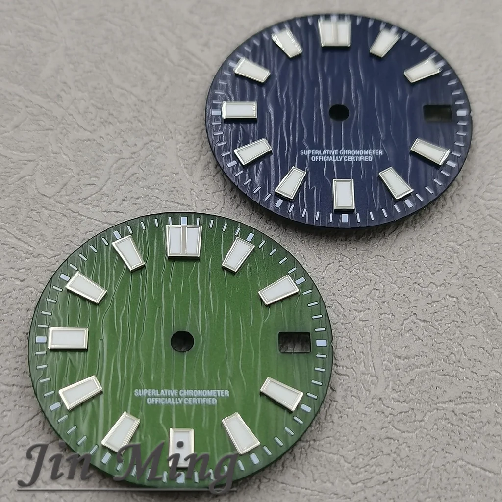 جودة عالية 28.5 مللي متر أبيض أخضر أسود أزرق نافذة التاريخ الأخضر مضيئة العقيم الهاتفي صالح NH35 /NH36/4R/7S الحركة التلقائية