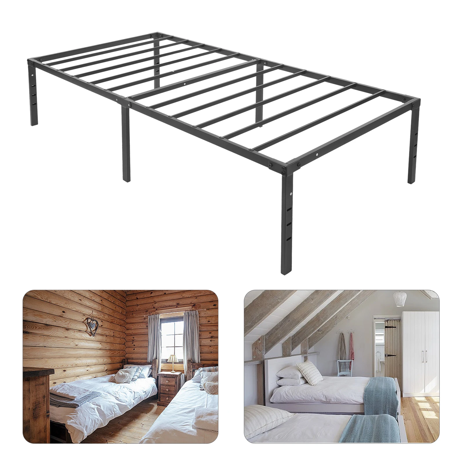 

Большая односпальная кровать-платформа из прочного металла, высота 18 дюймов, простая сборка