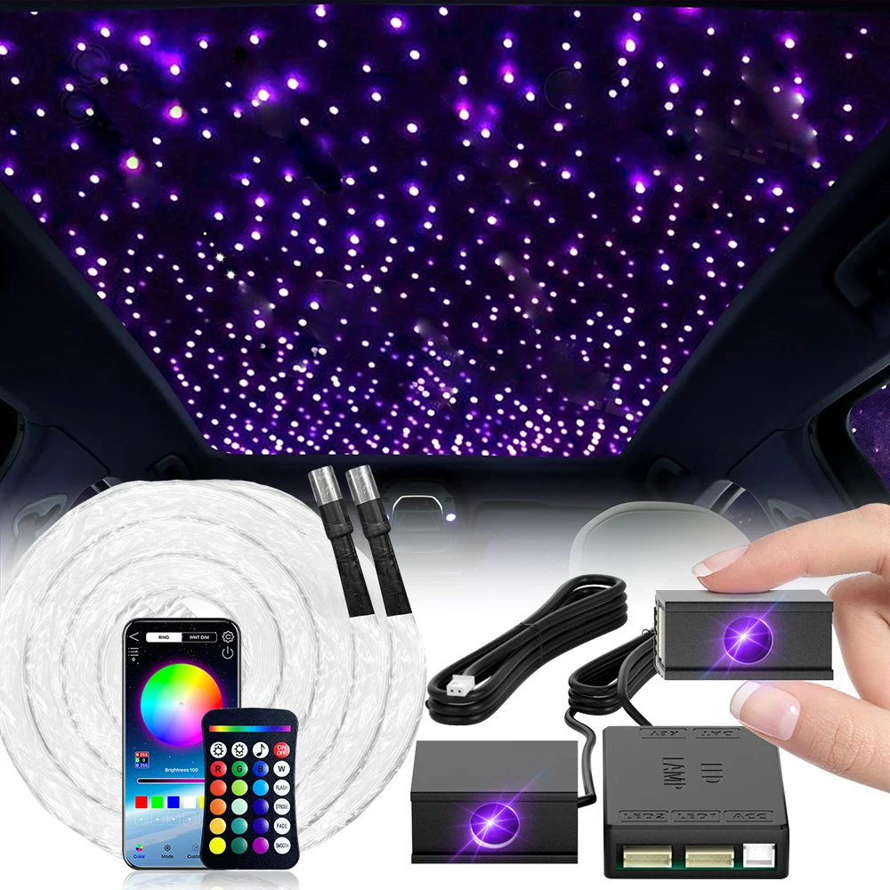 RGBW 1+2 Split Machine Car Roof Star Light Atmosphere APP Control DIY Fiber Optic Star Ceiling Light Starry Sky ceiling for Car