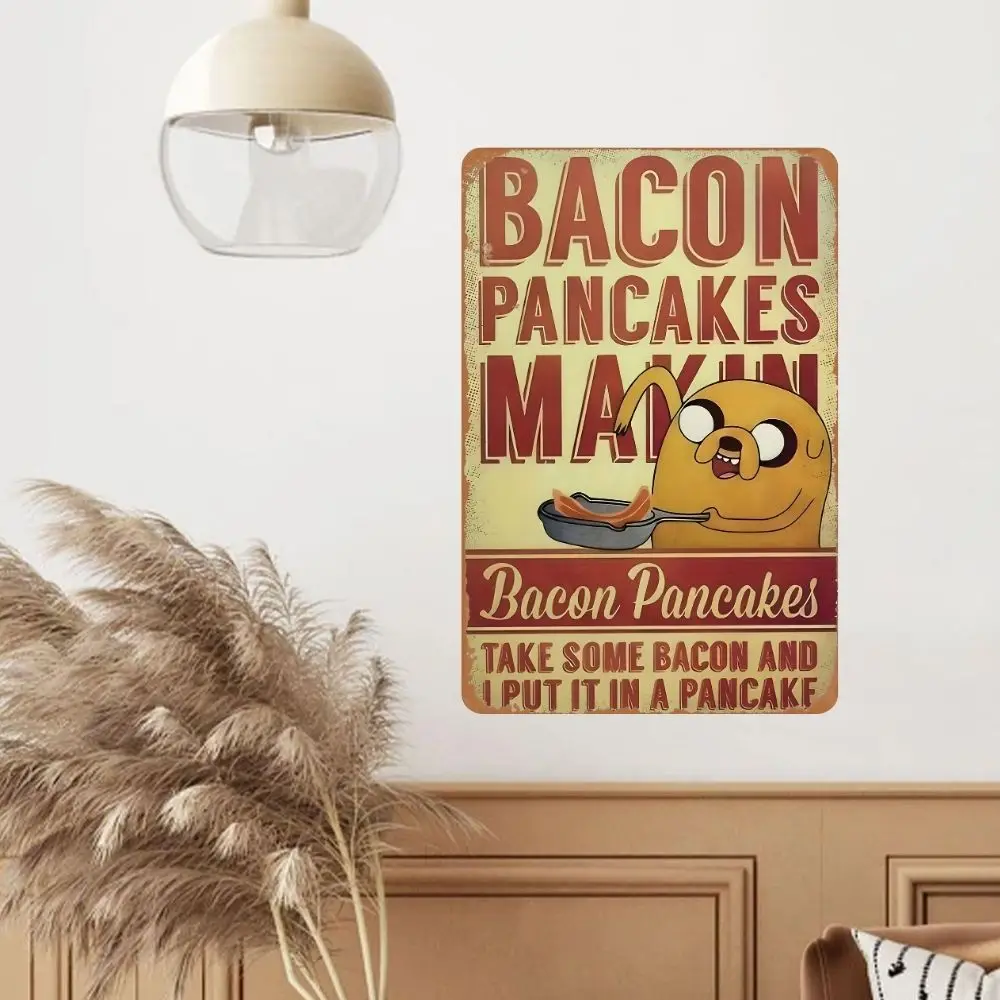 Bacon Pancake Plaque, Adventure Time Plaque, Metal Plaque Kitchen Male Cave Bar Family, Poster Family Vintage Wall Art