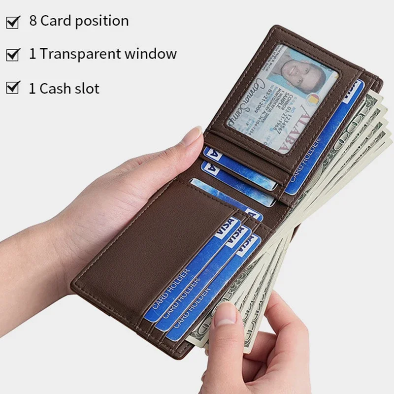 Rfid Crazy Horse Leather Luxury Men Wallets Money Bag Slim Thin Man Card Holder Wallet for Men Short Purse Male Wallet Billfold