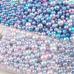 Mixed Rainbow Pearl With Hole ABS Loose Round Beads Colorful Garment Imitation Pearl Craft For Fashion Garment suppli 4/6/8/10mm