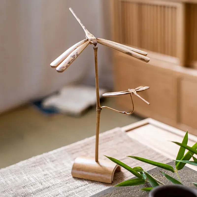 Balance Bamboo Dragonfly Table Ornaments Handmade Crafts Table Decorations Creative Gifts Pure Natural Bamboo Home Decorations