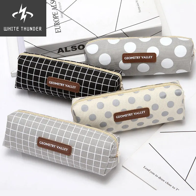 

Портативный холщовый чехол для карандашей, школьные принадлежности, сумка для хранения, двухслойная сумка для карандашей, Студенческая сумка для ручек, милый чехол для ручки, женская сумка