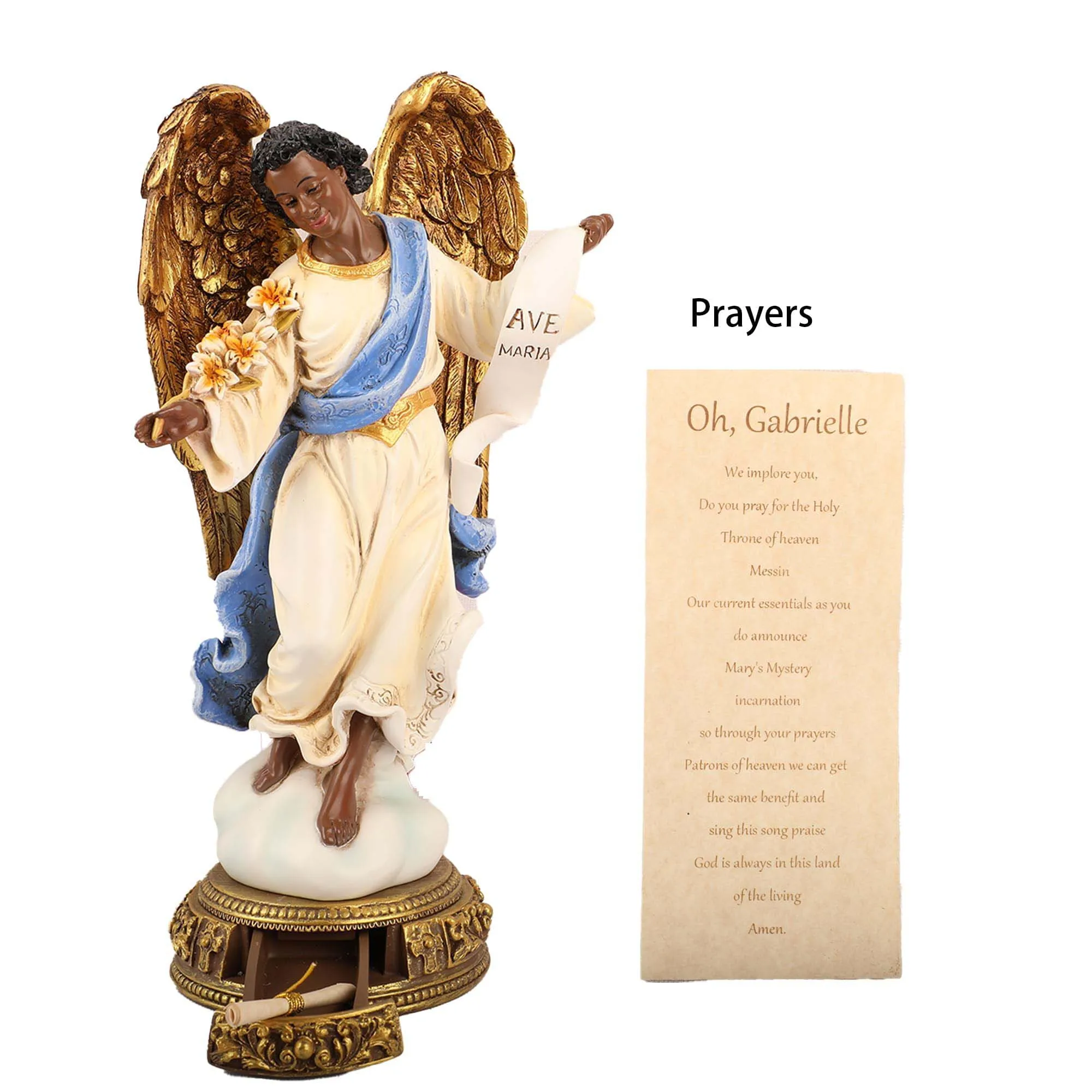 27cmH Archangel Gabriel Christmas Figurines Decorations Figurines Holiday Sculpture Tabletop Scenes Festival Gift Home Decor