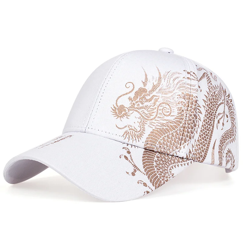 Unisex Golden Dragon Printing Snapback Baseball Caps Spring and Autumn Outdoor Adjustable Casual Hats Sunscreen Hat