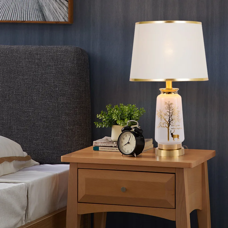 Ceramic table lamp European style living room study bedroom bedside lamp hotel club model room Nordic light luxury 2020 new mod #4