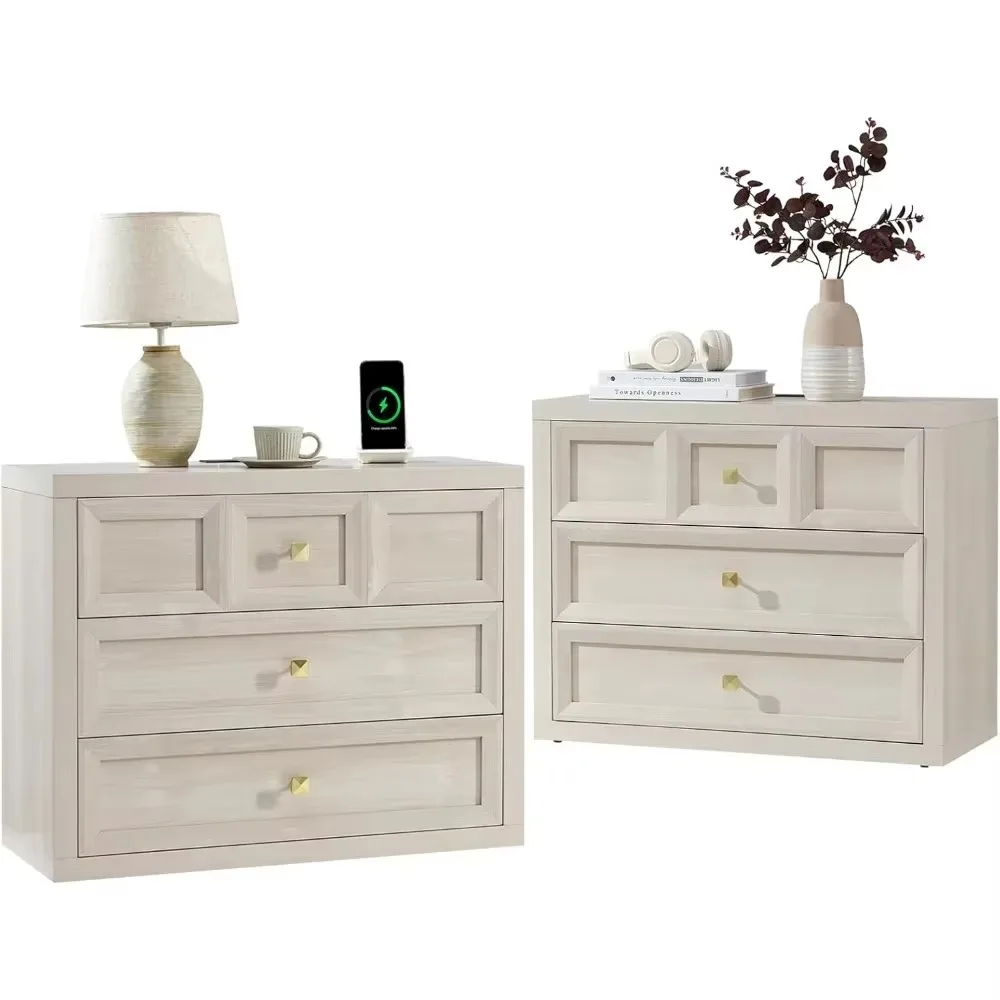 Nightstand Set of 2 W/Charging Station, 30.7
