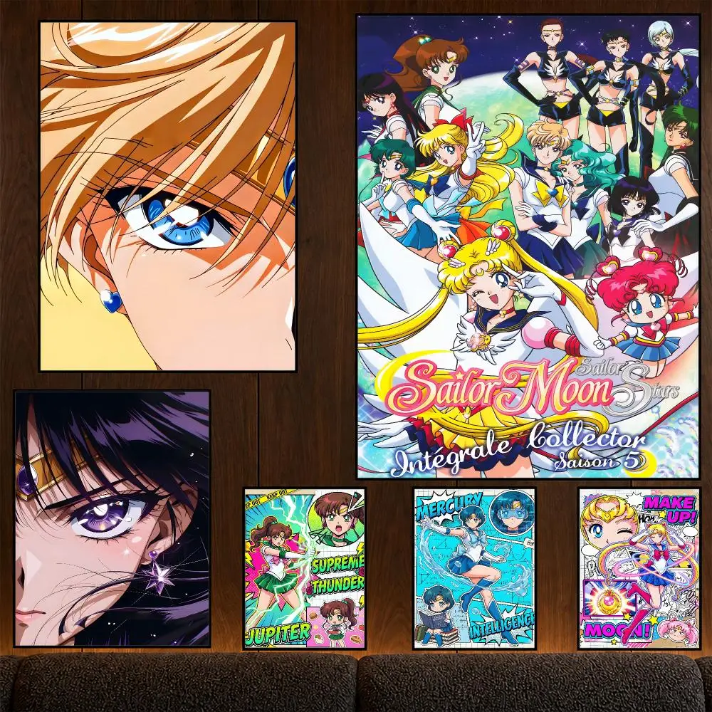 Anime Sailor Moon Usagi Luna Tuxedo Mask Poster Wall Art Print HD Aesthetic Artwork Waterproof Printing For Fans Home Decor Gift